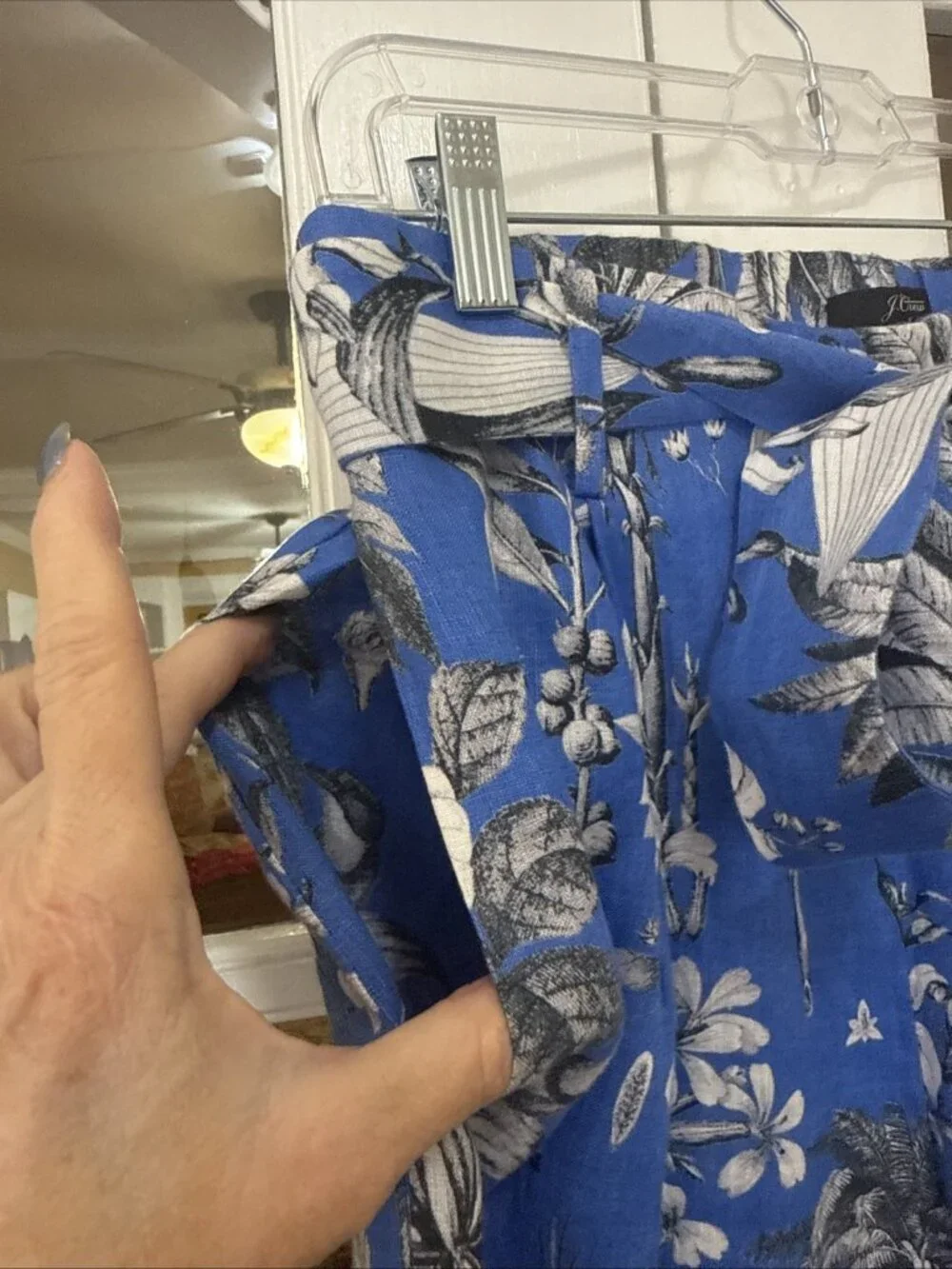 J.Crew Italian Linen Wide-Leg Pants Size 4 High Rise In Ratti Tropical Toile